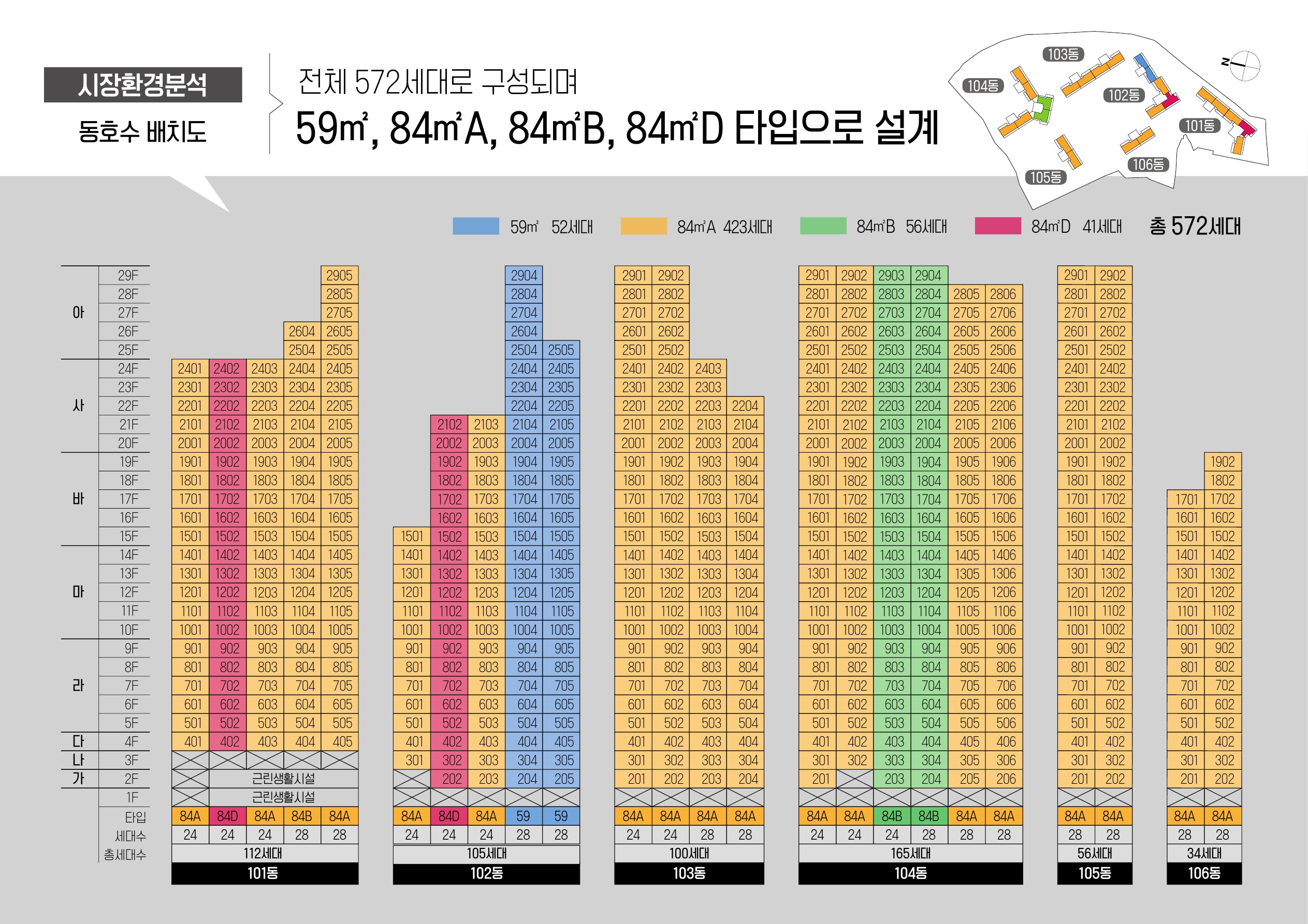 여수율촌 양우내안에 오션포레 동호수배치도